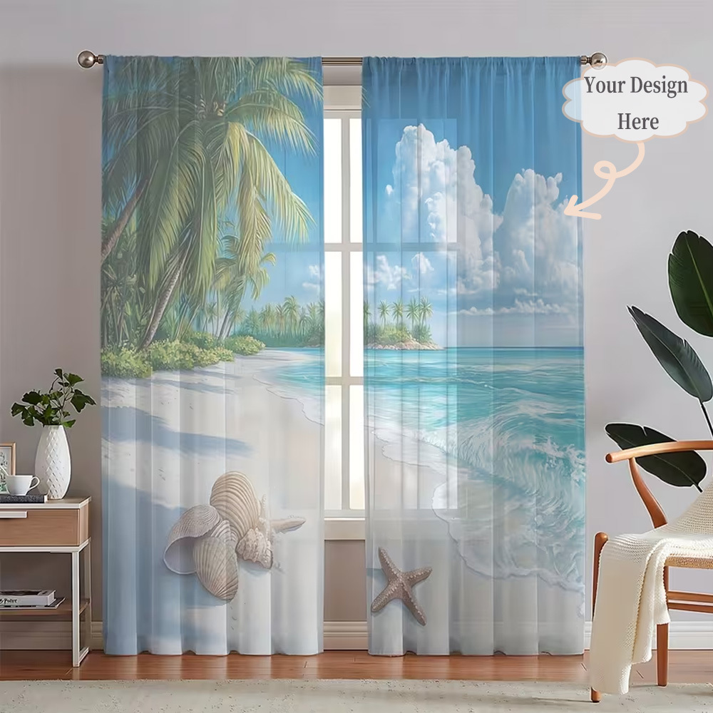 Home Textiles Images - Custom 2D Flat 2pcs Sheer Curtains,