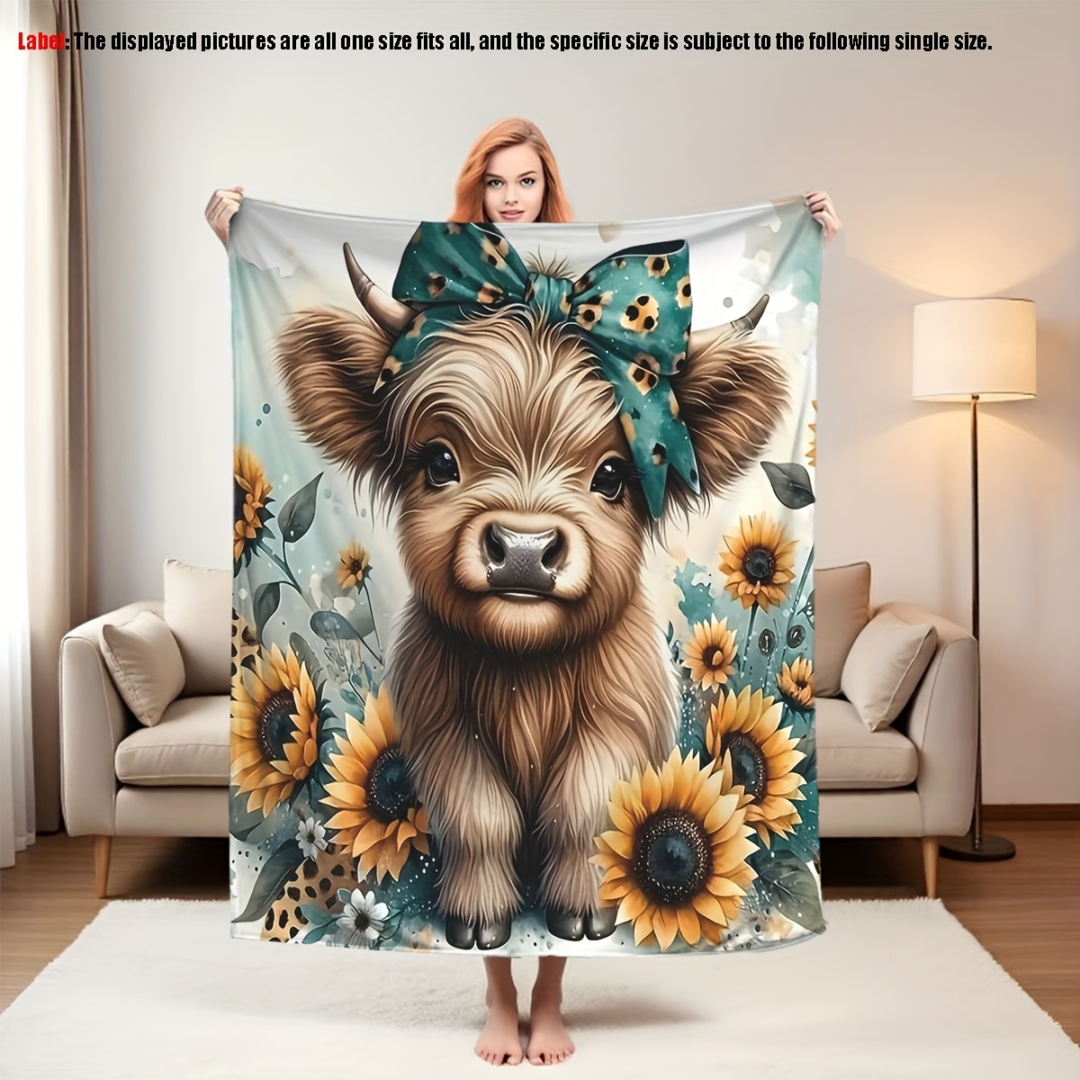 Cute Baby Highland Cow Sunflow - đánh giá và giá Highland Home Textiles