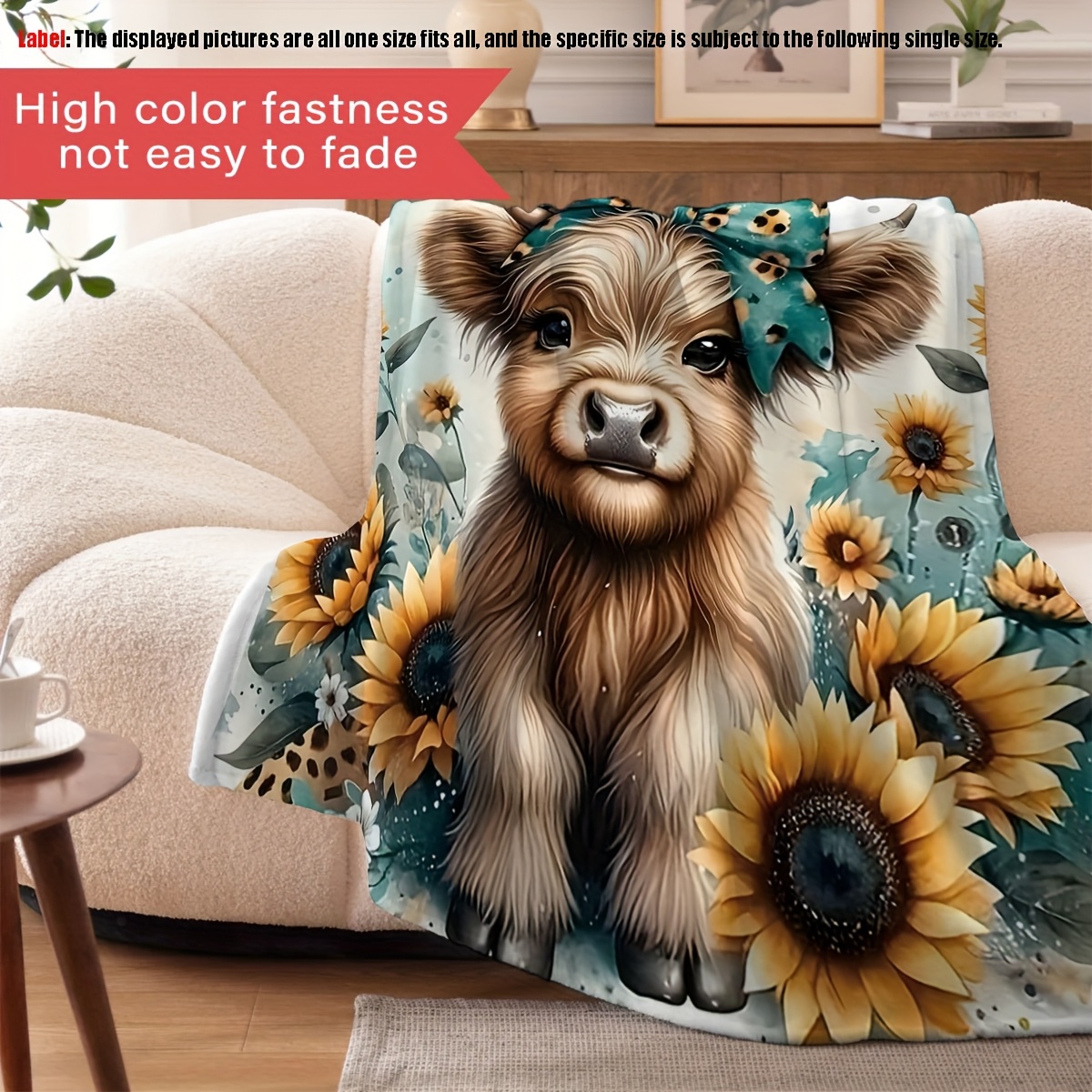 Cute Baby Highland Cow Sunflow - đánh giá và giá Highland Home Textiles