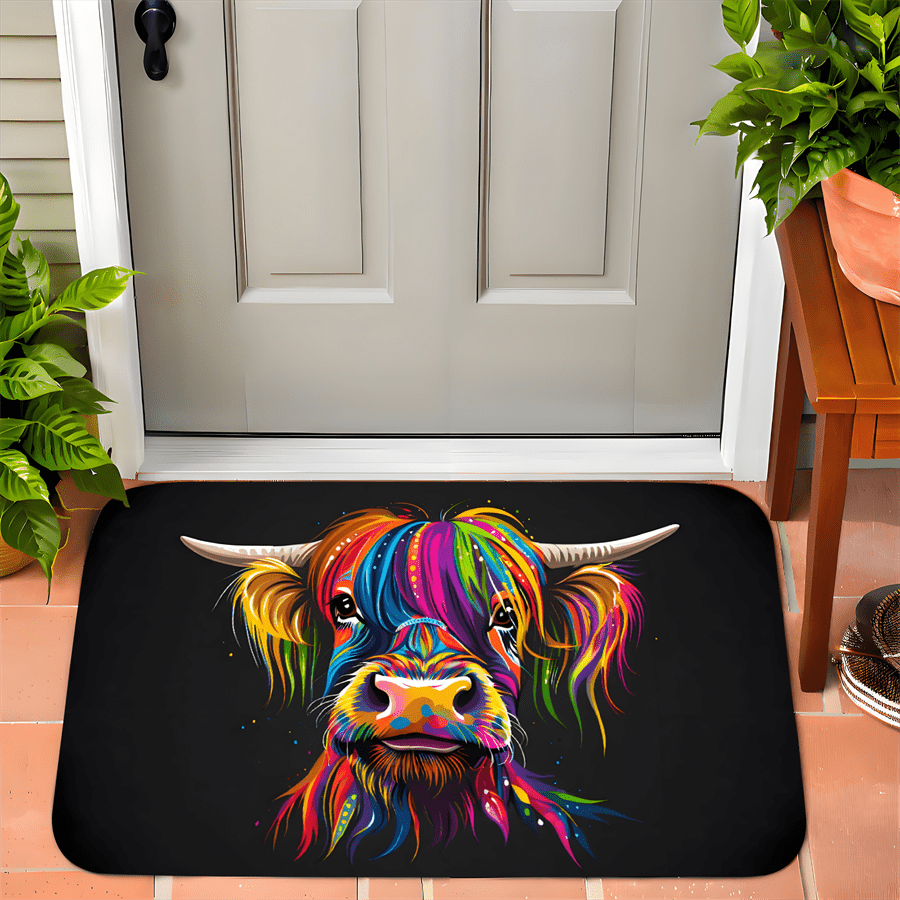 Colorful Highland Cow Welcome  - đánh giá và giá Highland Home Textiles