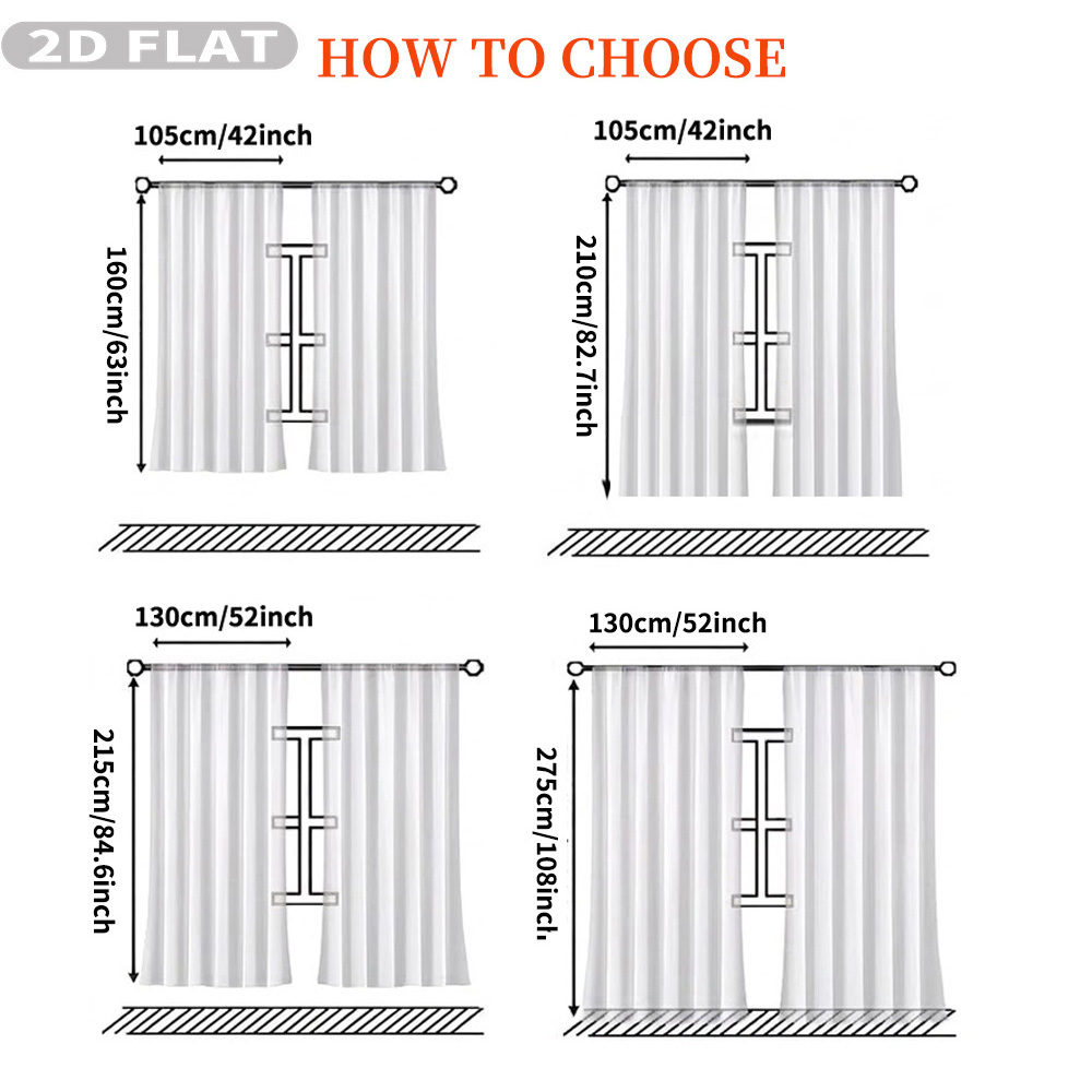 Custom 2D Flat 2pcs Sheer Curt - đánh giá và giá Home Textiles Images