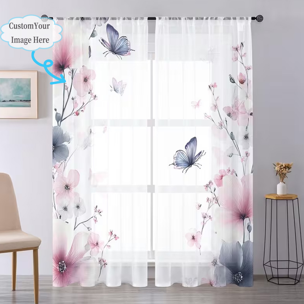 Custom 2D Flat 2pcs Sheer Curt - đánh giá và giá Home Textiles Images