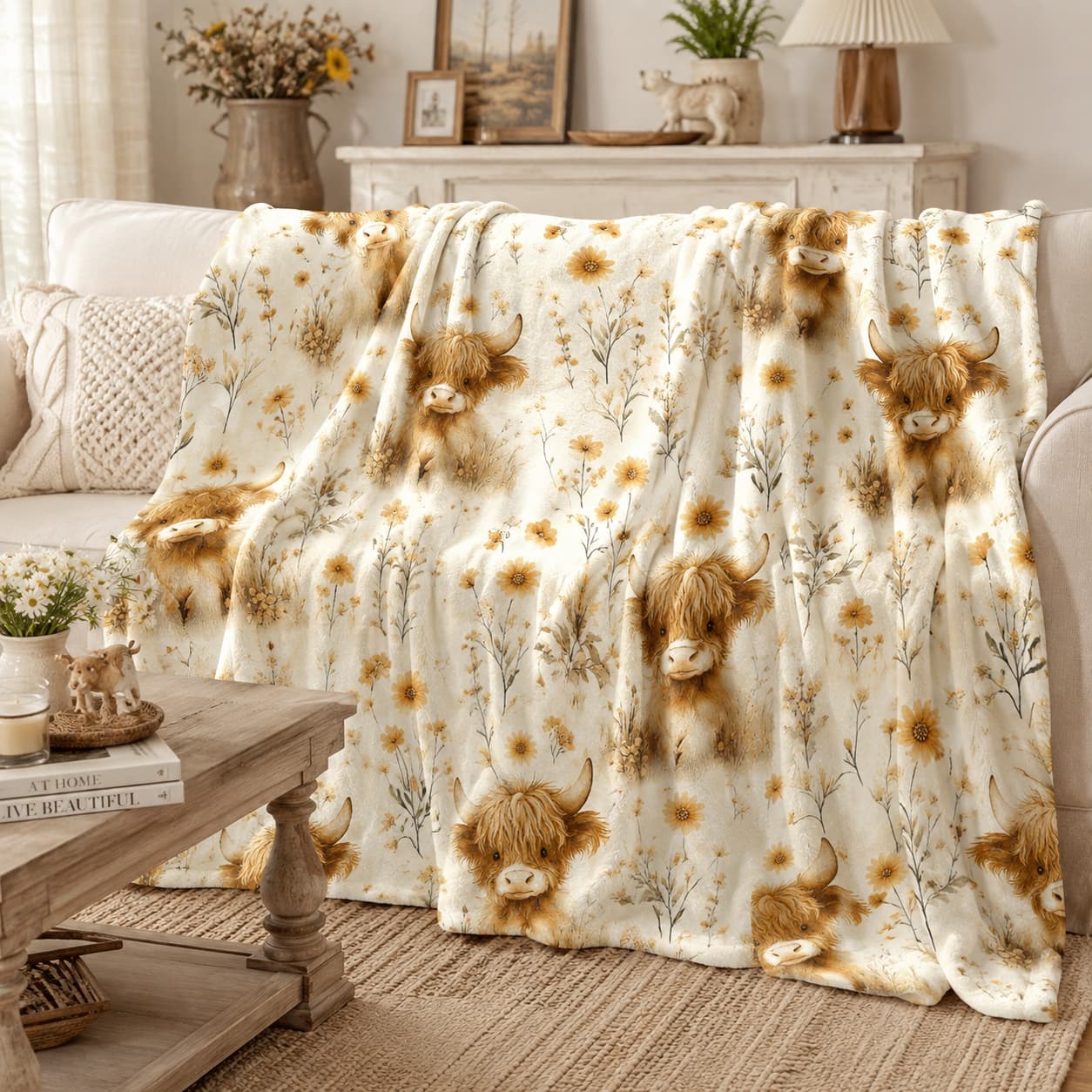 1pc, Vintage Highland Cow And  - đánh giá và giá Highland Home Textiles