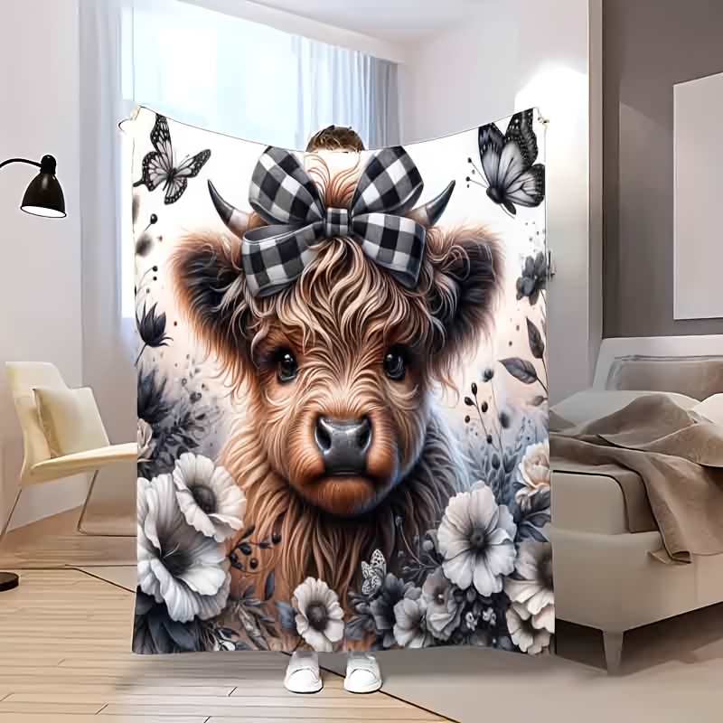 Highland Cow Plaid Blanket - C - đánh giá và giá Highland Home Textiles