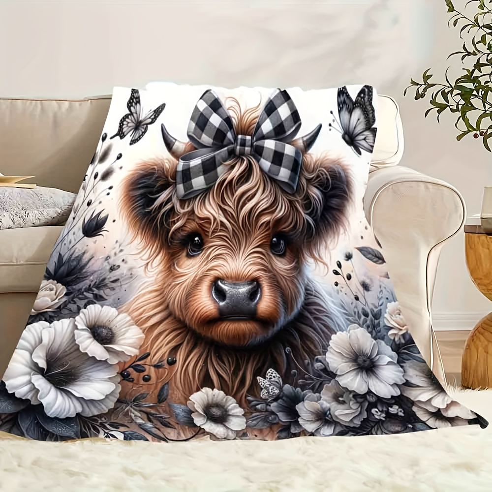 Highland Cow Plaid Blanket - C - đánh giá và giá Highland Home Textiles