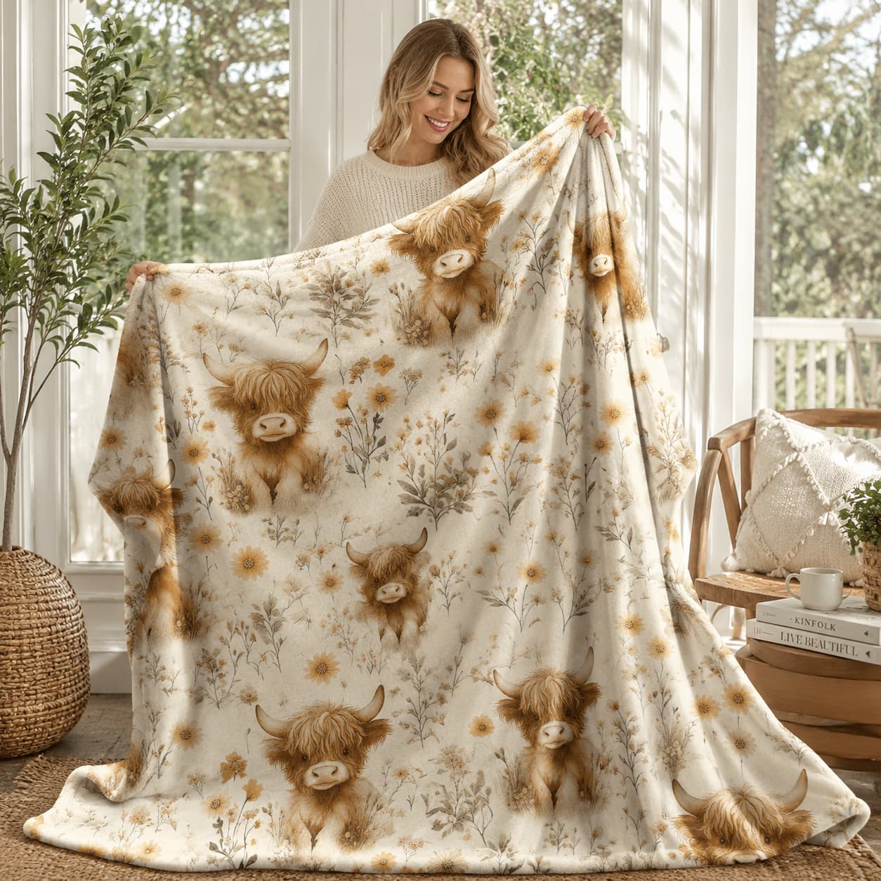1pc, Vintage Highland Cow And  - đánh giá và giá Highland Home Textiles